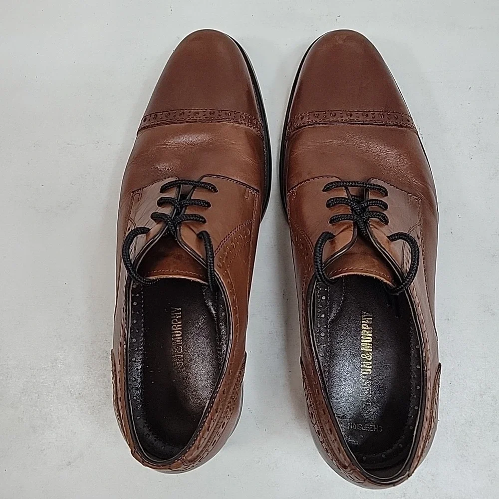 Johnston & Murphy Men's Brown Cap Toe Oxford Dress Shoes Size 9M Leather